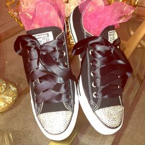 Black Rhinestones Custom Converse